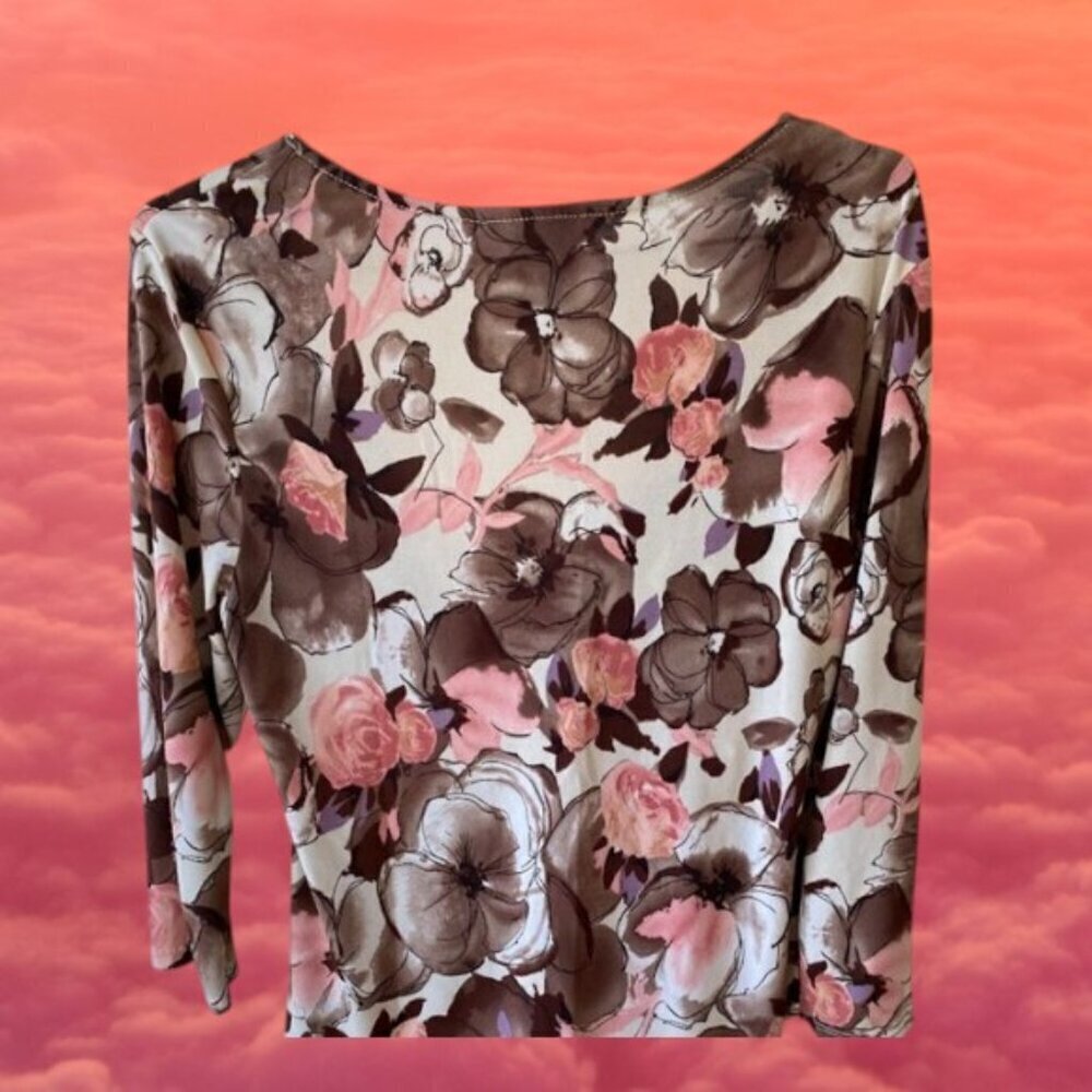 George Stretch Women's Hi-Low Floral Top - Picture 6 of 6
